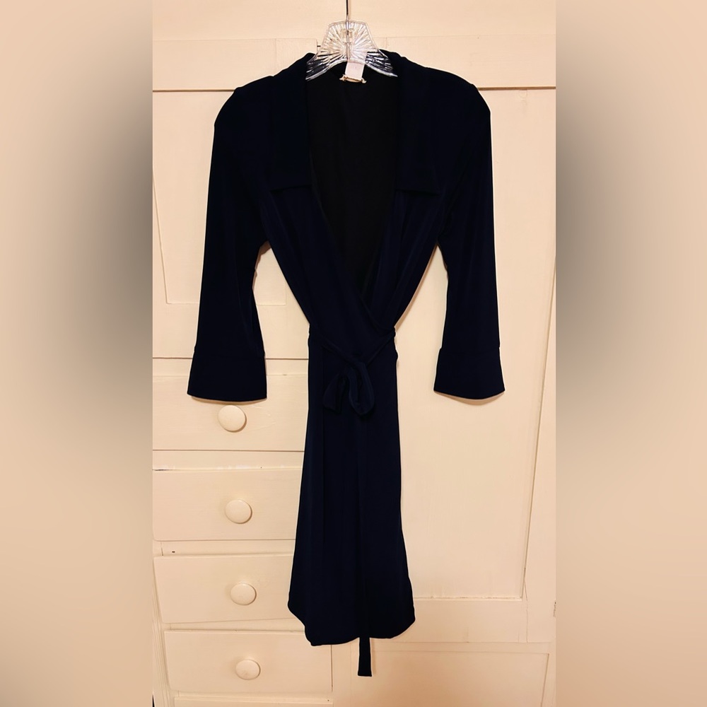 Notice navy wrap dress excellent condition